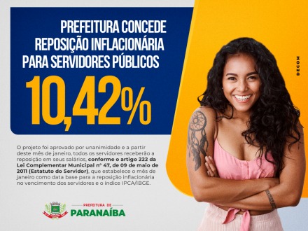 Paranaíba concede reposição inflacionária de 10,42% para servidores públicos
