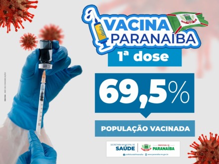 Paranaíba atinge 69,50% da população vacinada com a D1 contra a COVID-19