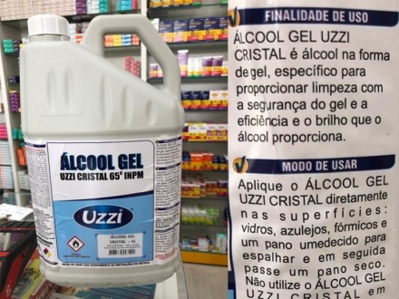 Álcool gel que seria doado por farmácia era impróprio para uso na pele