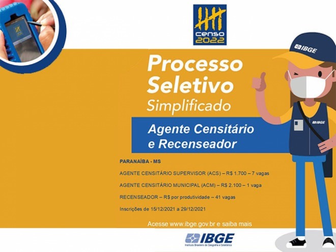IBGE ABRE INSCRIÇÕES PARA O PROCESSO SELETIVO SIMPLIFICADO 2022 IBGE ABRE INSCRIÇÕES PARA O PROCESSO SELETIVO SIMPLIFICADO 2022